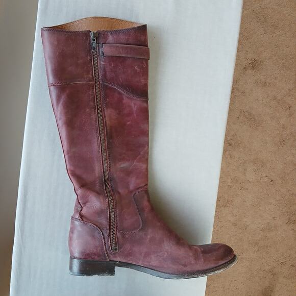 SINGLE LEFT FOOT ONLY Frye Molly Button Tall Boot 10B brown leather zip 1" heel - Picture 2 of 16